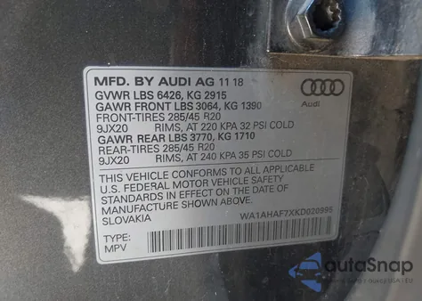 2019 Audi Q7 45 Premium from USA, damaged, VIN WA1AHAF7XKD020995